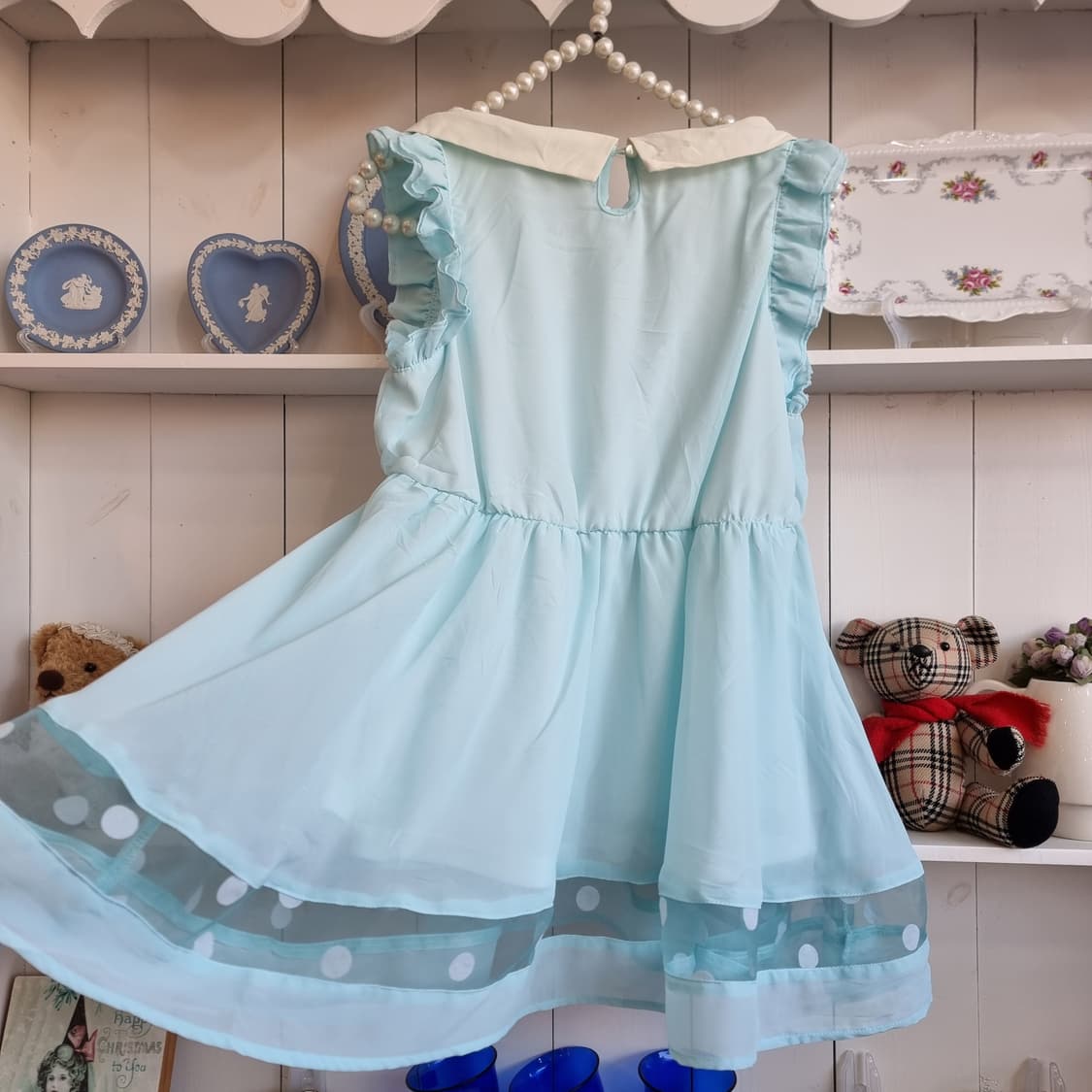 Tralala 트랄라라 민트 쉬폰 도트 튜닉 미니원피스 상품이미지10