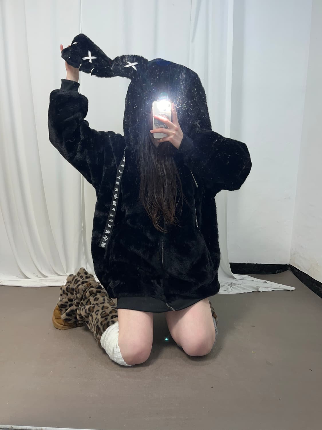 펑크 토끼귀 포인트 후리스 후드집업 상품이미지5