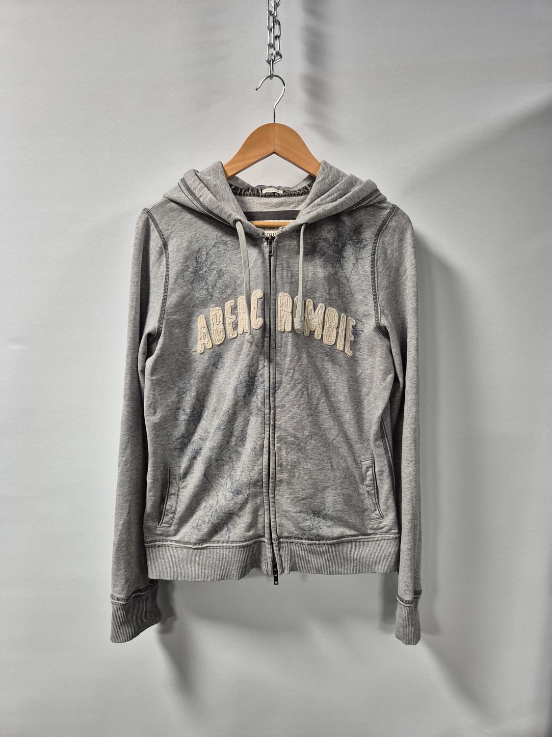 *무료배송*아베크롬비 Y2K 올드스쿨 그레이 플라워 투웨이 후드집업 XL 상품이미지1