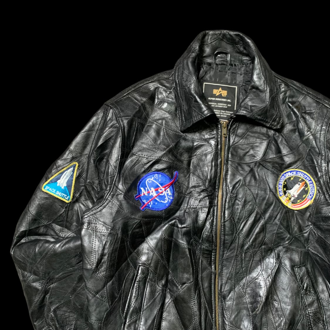 [M] 알파인더스트리 패치워크 가죽자켓 상품이미지4