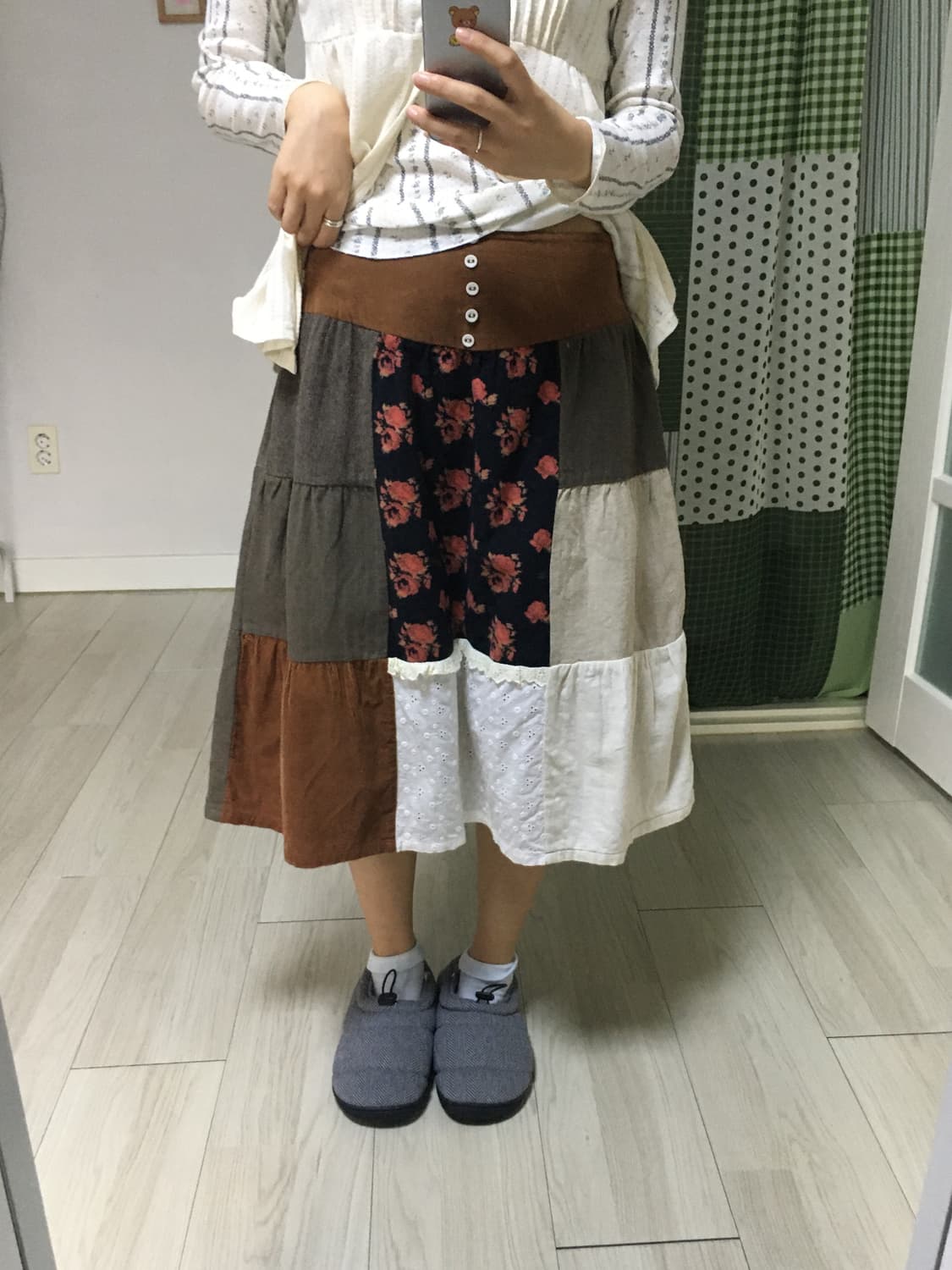 브라운 패치 미디 스커트 상품이미지9