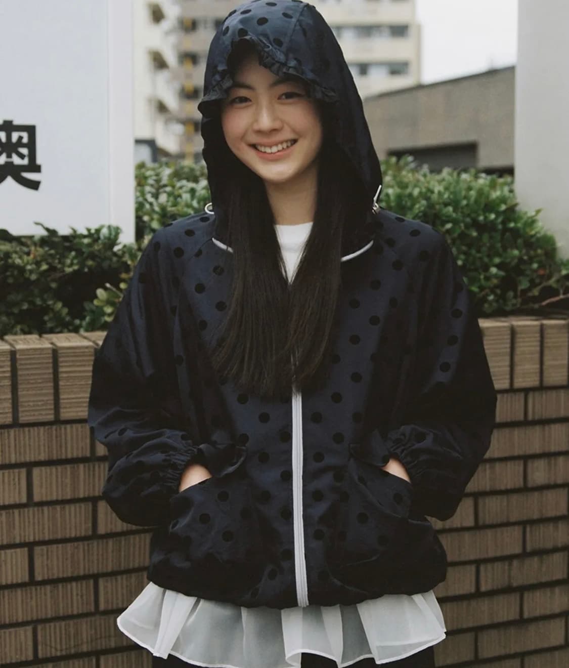 오헤시오 dot frill hooded windbreaker jumper 상품이미지1