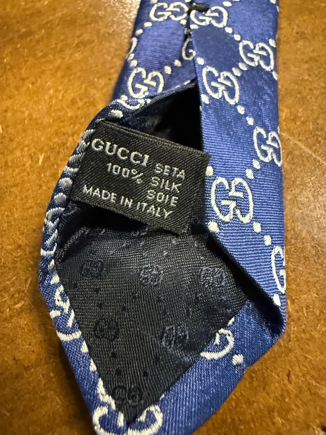 구찌 GUCCI GG 시마 패턴 실크 넥타이 블루 상품이미지5