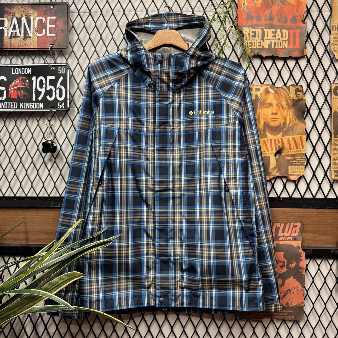 컬럼비아 옴니테크 타탄 체크 후드 마운틴 파카 블루 블랙 상품이미지1