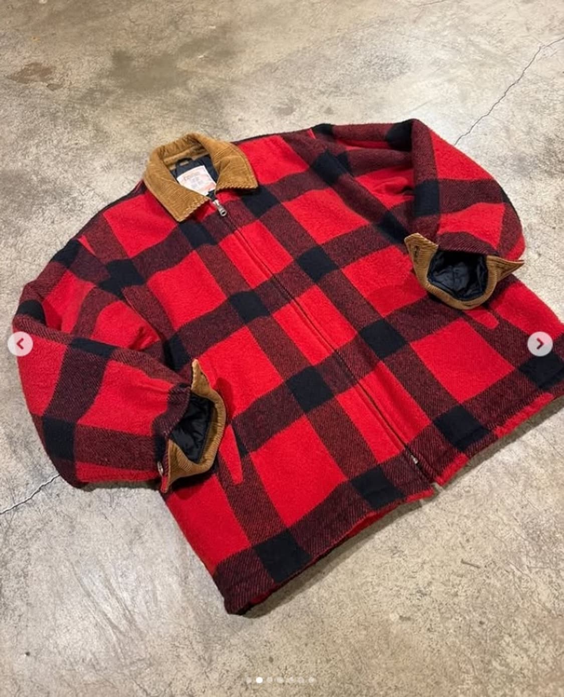 캐네디언 울 폴리 혼방 버팔로 체크 코듀로이 카라 덱 자켓 상품이미지2
