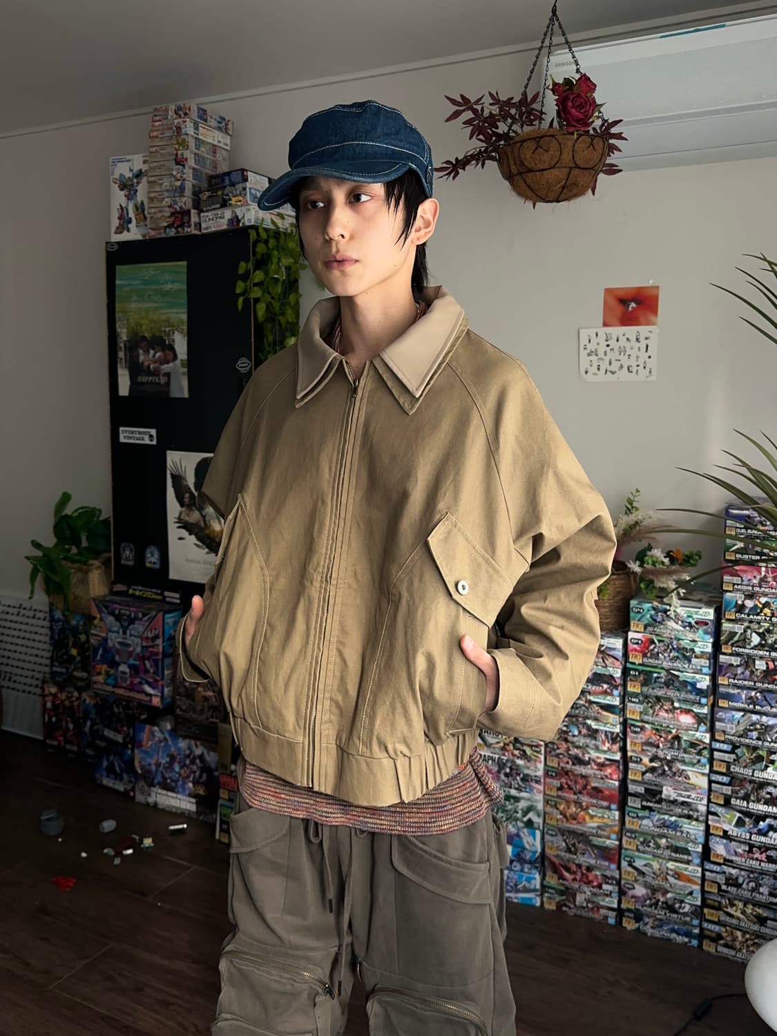 RHNDE 레더 카라 레이어 크롭 봄버 상품이미지5