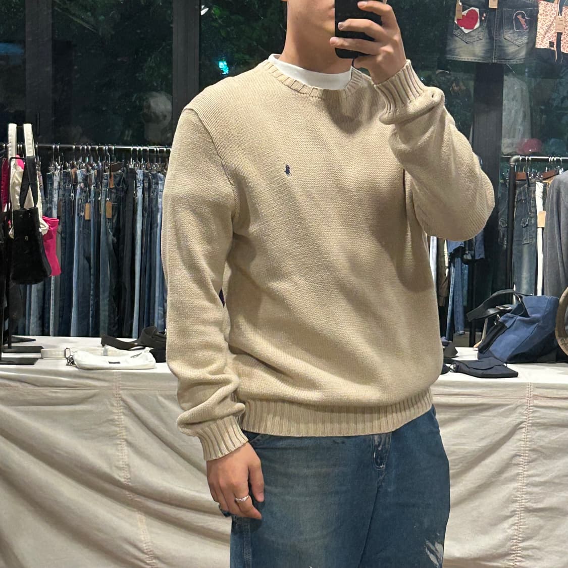 L) 폴로 랄프로렌 오트밀 브라운 헤비코튼 라운드넥 니트 상품이미지8