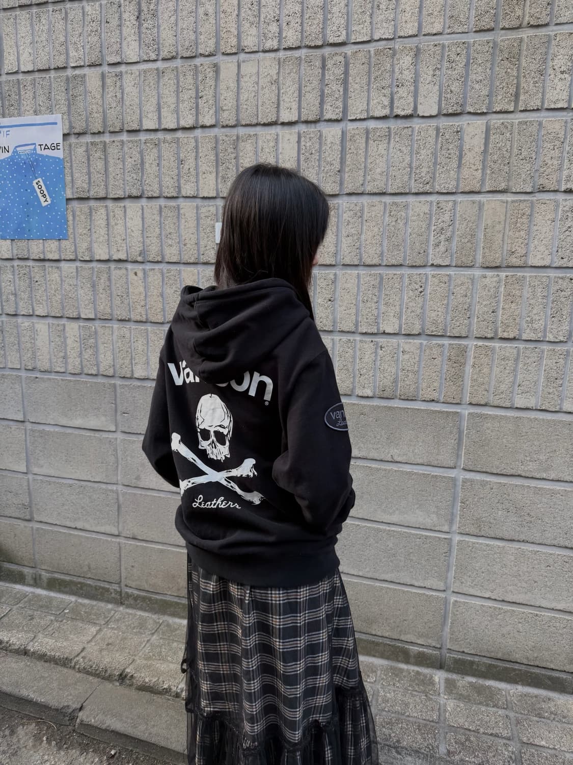 밴슨 스컬 로고 프린팅 오버핏 후드집업 상품이미지6