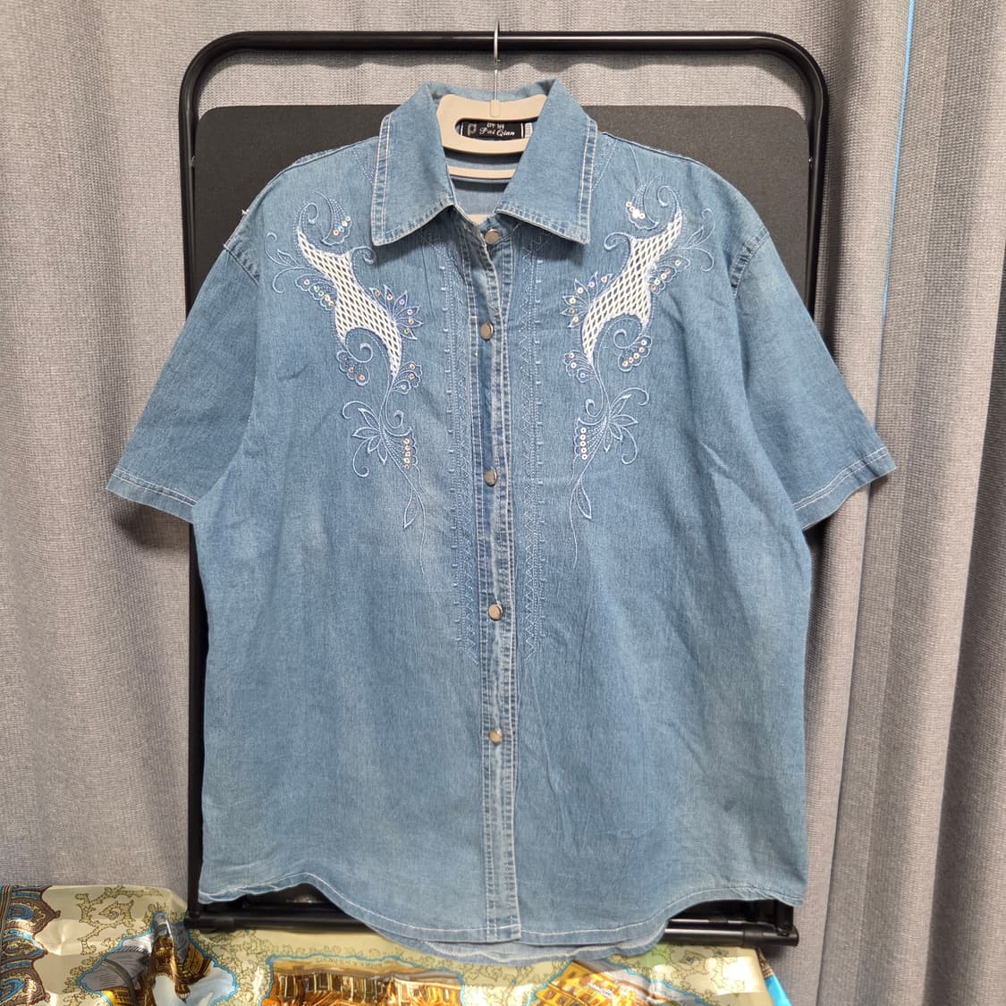 Japanese vintage 데님 반팔 셔츠 XL(105) 상품이미지1