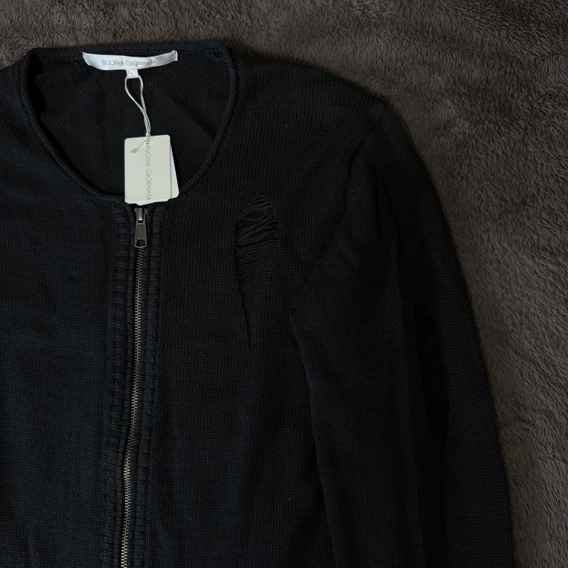 (새상품) Buona Giornata 데미지 니트 투웨이 집업 상품이미지2