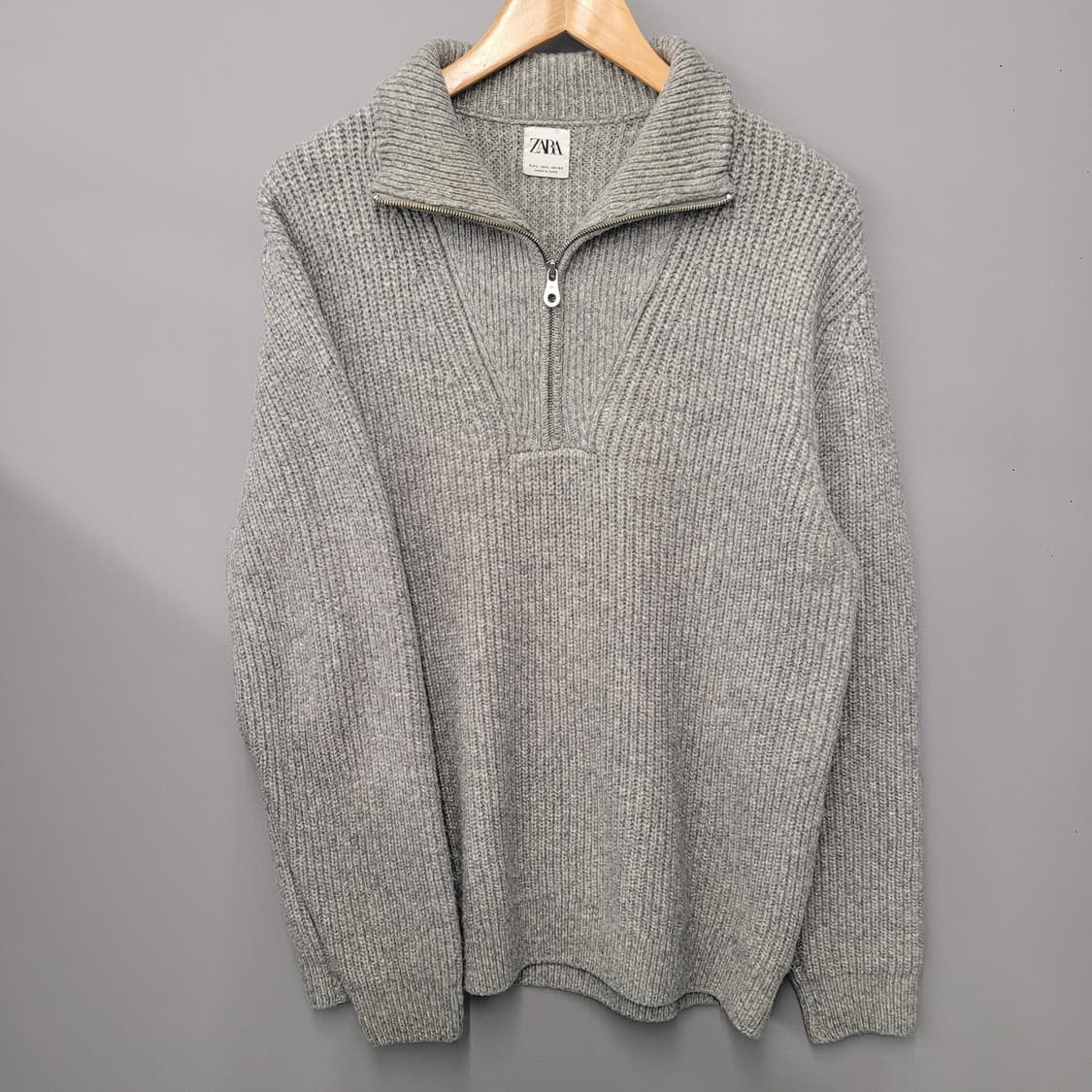 Zara 자라 반집업 니트 스웨터 그레이 상품이미지1