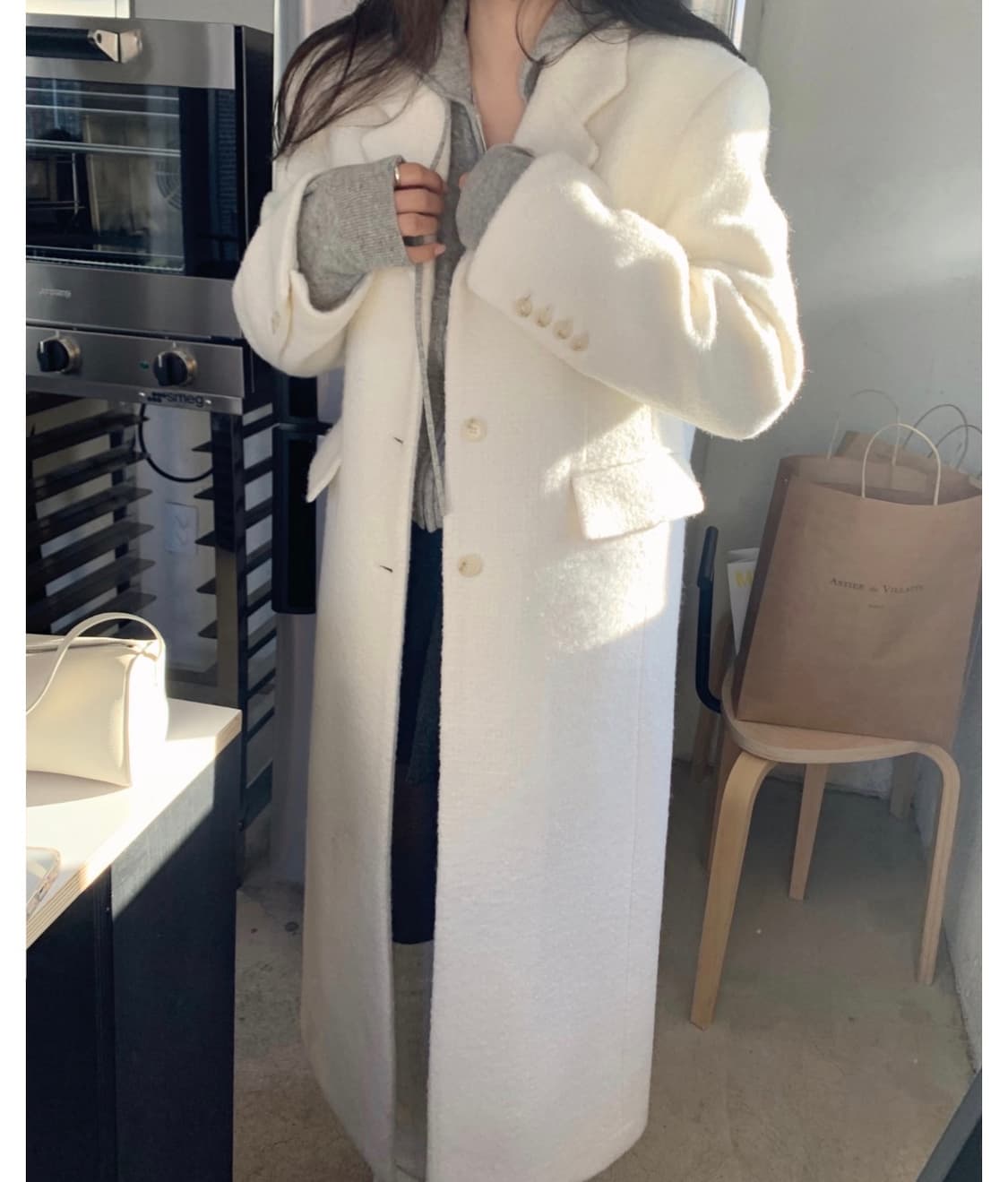 Leeds 리즈 로아 부클 롱 코트(아이보리) 상품이미지7