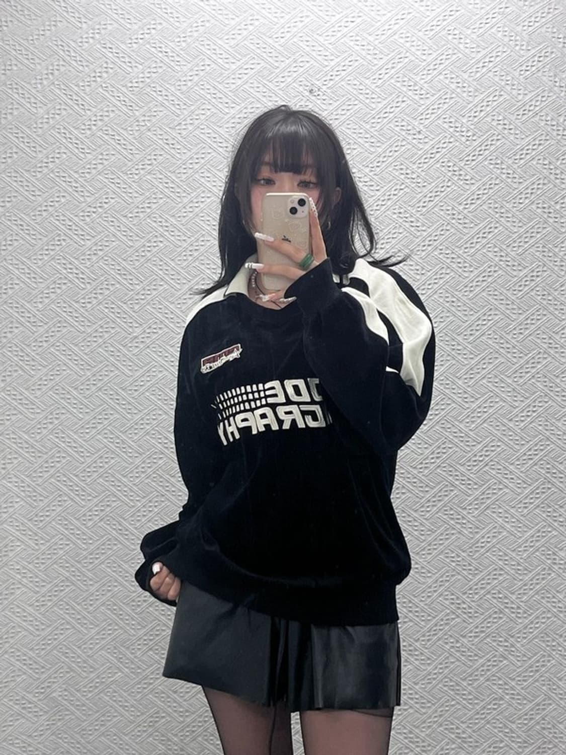 코드그라피 스트릿 펑크 벨벳 벨루어 카라 맨투맨 M C10821 상품이미지2