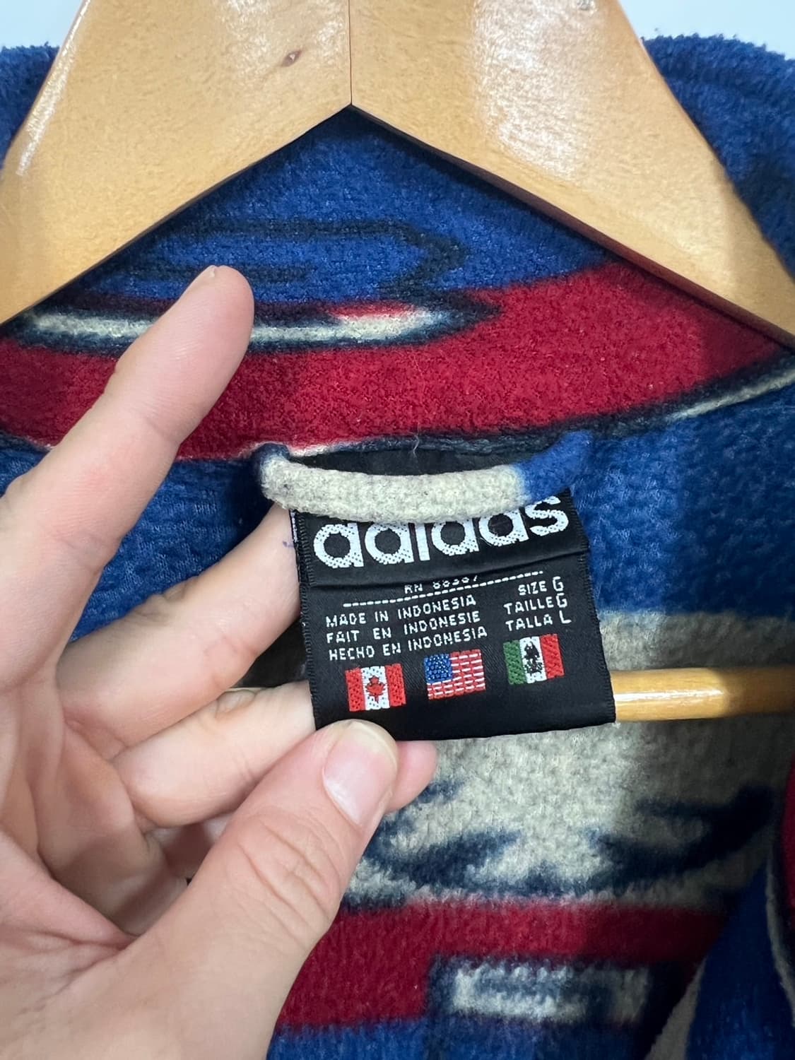90s 아디다스 에스닉 패턴 빈티지 기하학 반집업 플리스 상품이미지6