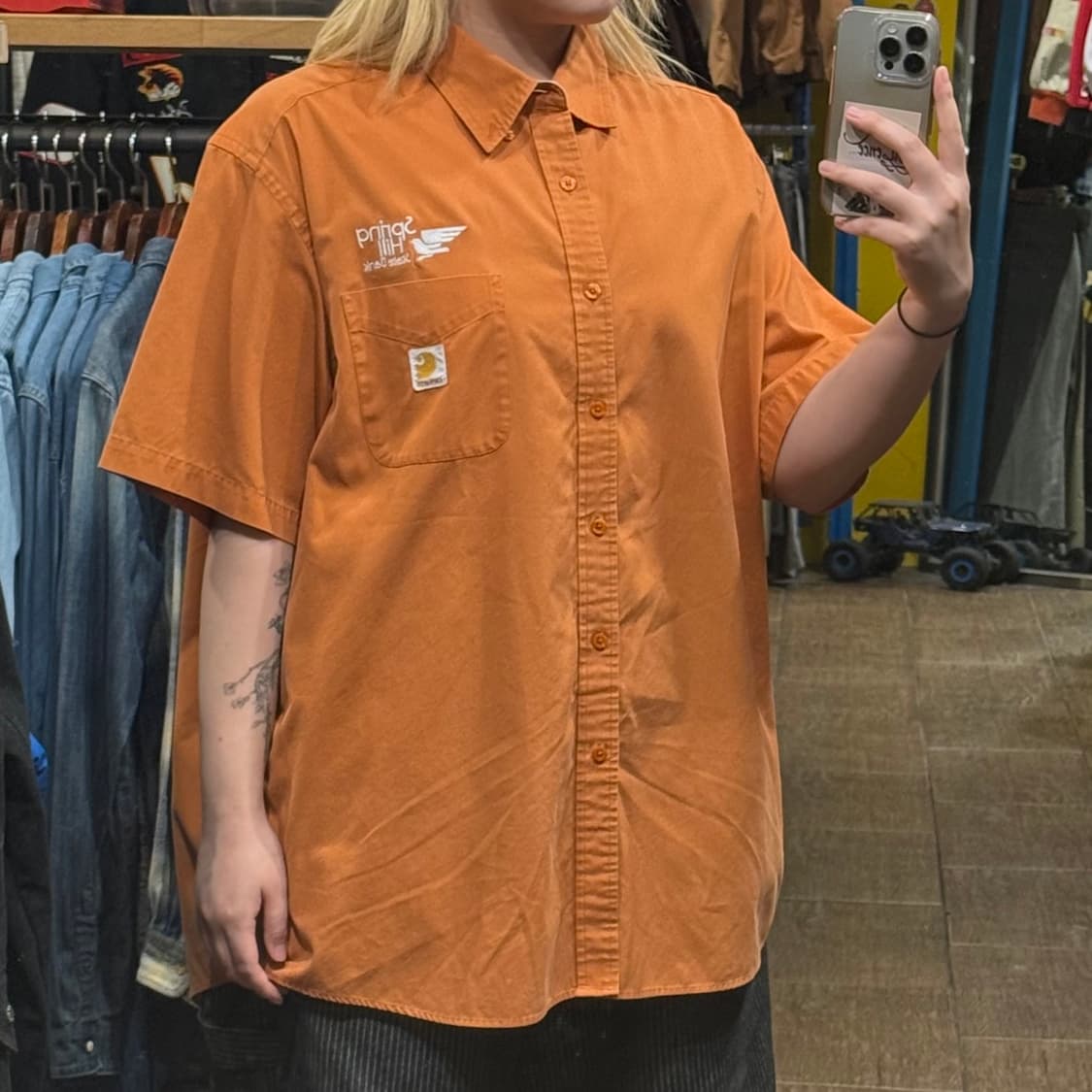 [HI] 빈티지 칼하트 반팔 셔츠 오렌지  상품이미지4