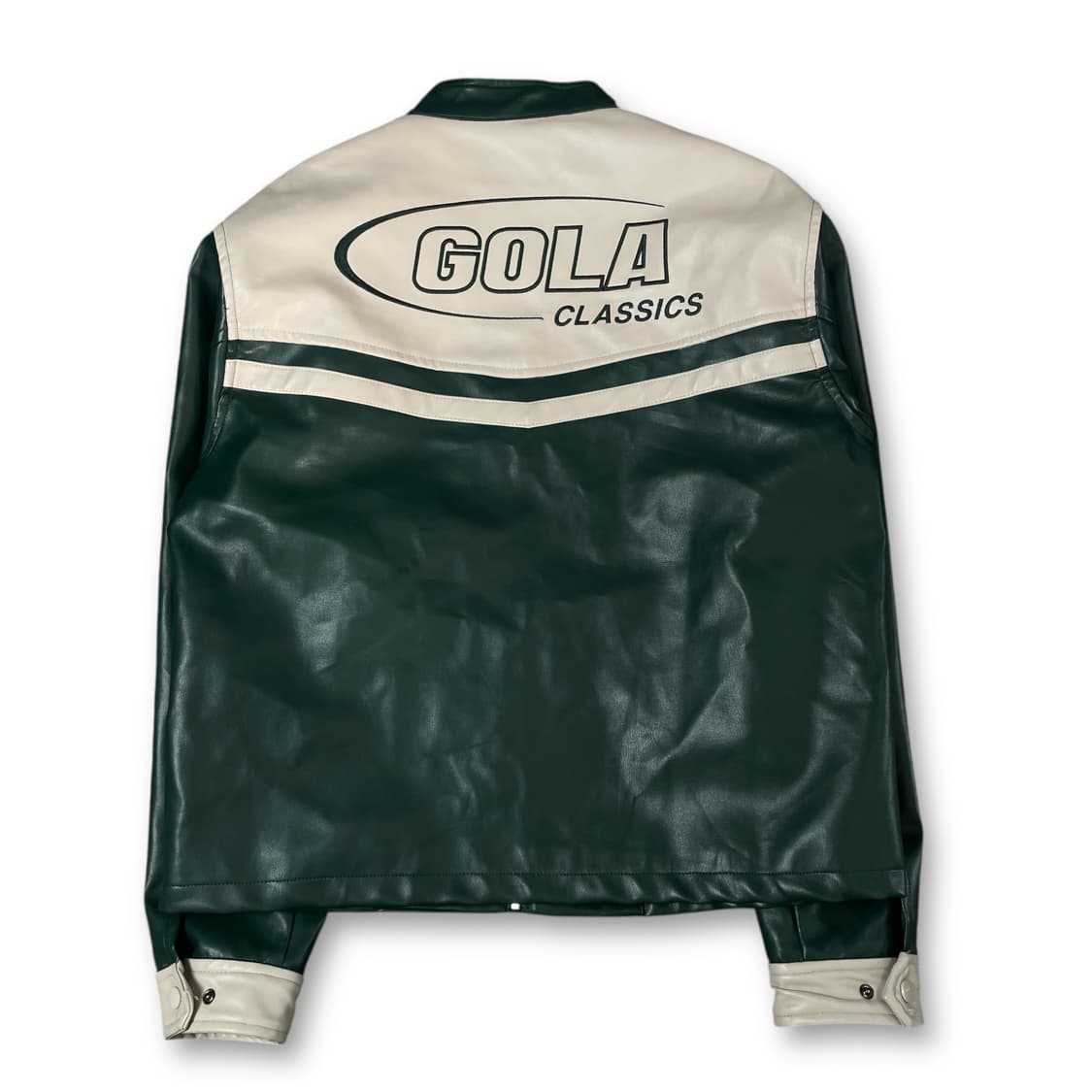 골라 그린 화이트 레더 바이커 자켓 M 상품이미지2