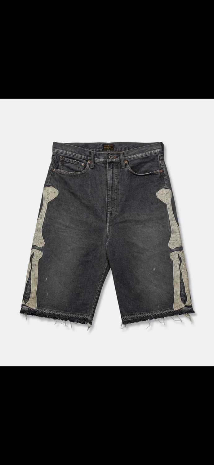 캐피탈 14온즈 데님 5P 본 자수 숏 팬츠 블랙 38사이즈 상품이미지1
