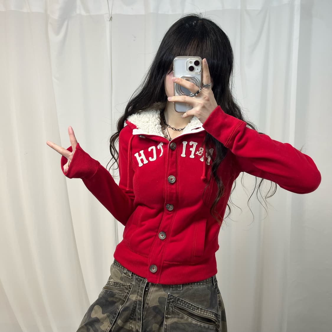 Abercrombie Red Fleece Hood Jacket 상품이미지2