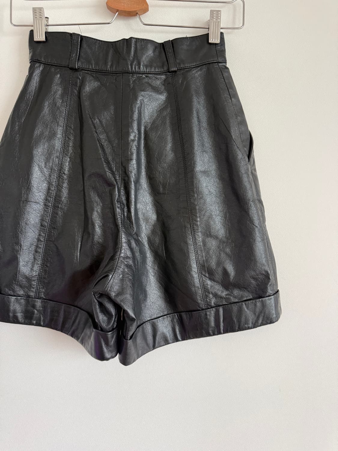 Pre owned 레더 버뮤다 팬츠 상품이미지5