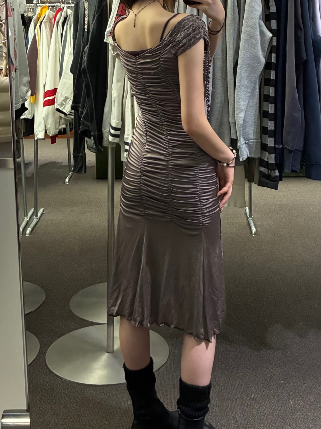 OS)Maitresse vintage 셔링 레이스 원피스 상품이미지2
