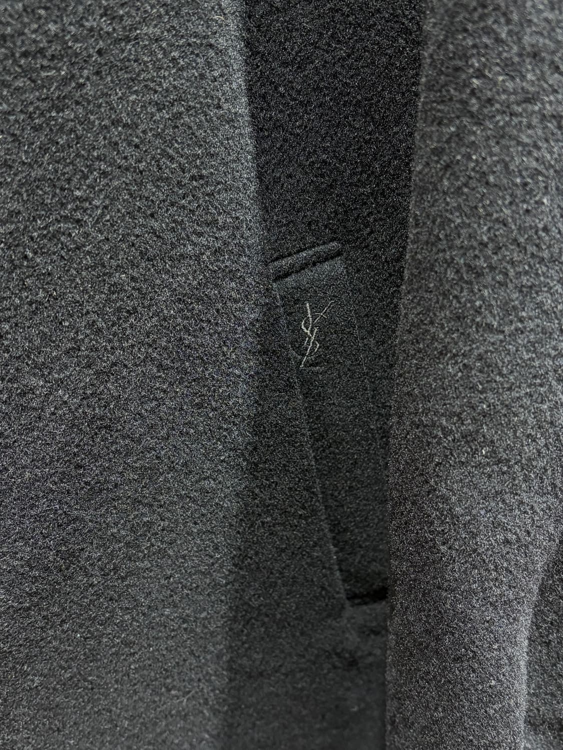 XL YSL 입생로랑 포켓 심볼로고 체크카라 울 싱글코트 상품이미지5