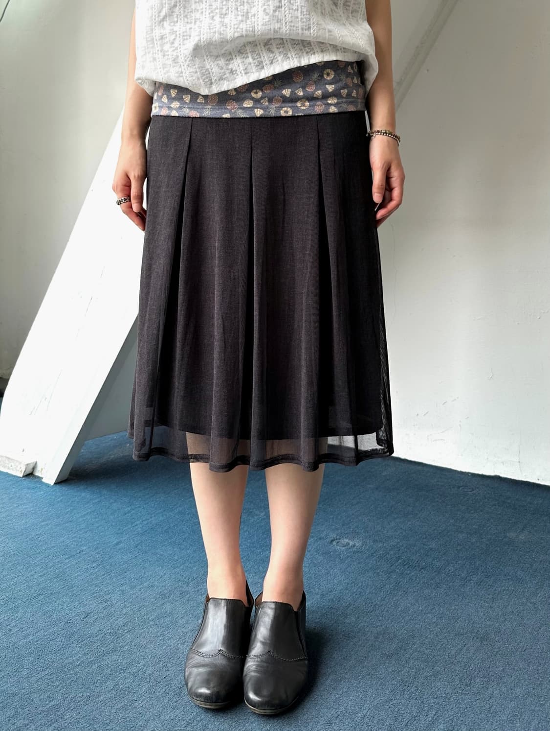 Sheer layer fabric banded loose skirt 상품이미지8
