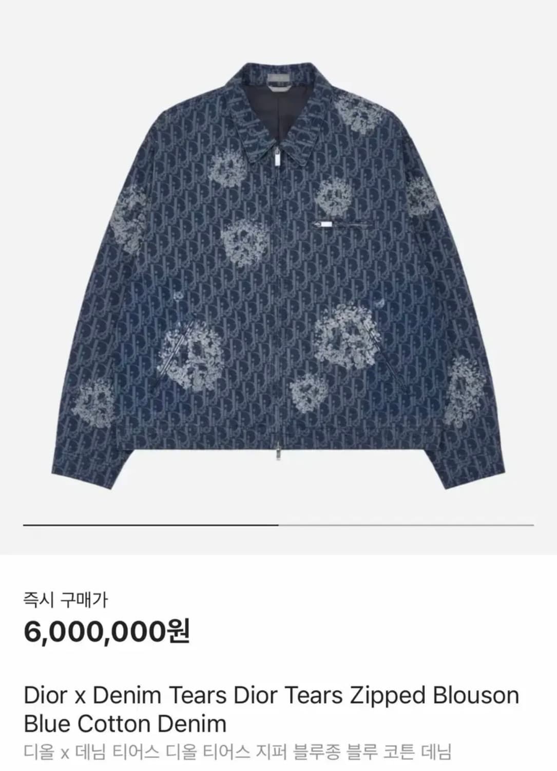 국내미발매 디올 x 데님티어스 오블리크 블루종 자켓 56 새상품 상품이미지8