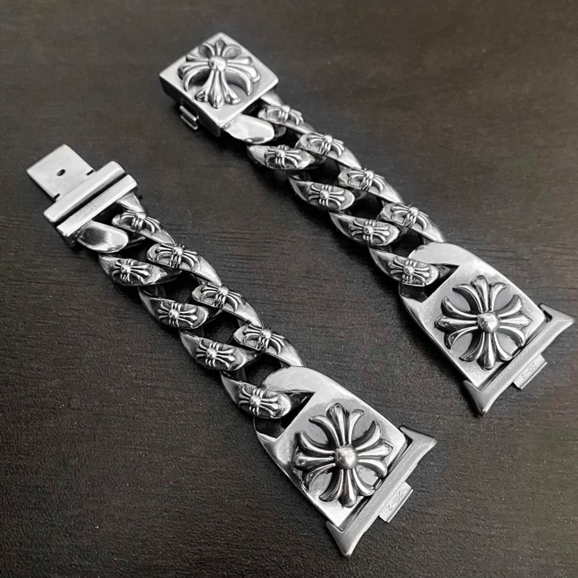 Oceaonra 실버 크로스 플라워 애플워치 스틸 스트랩 상품이미지1