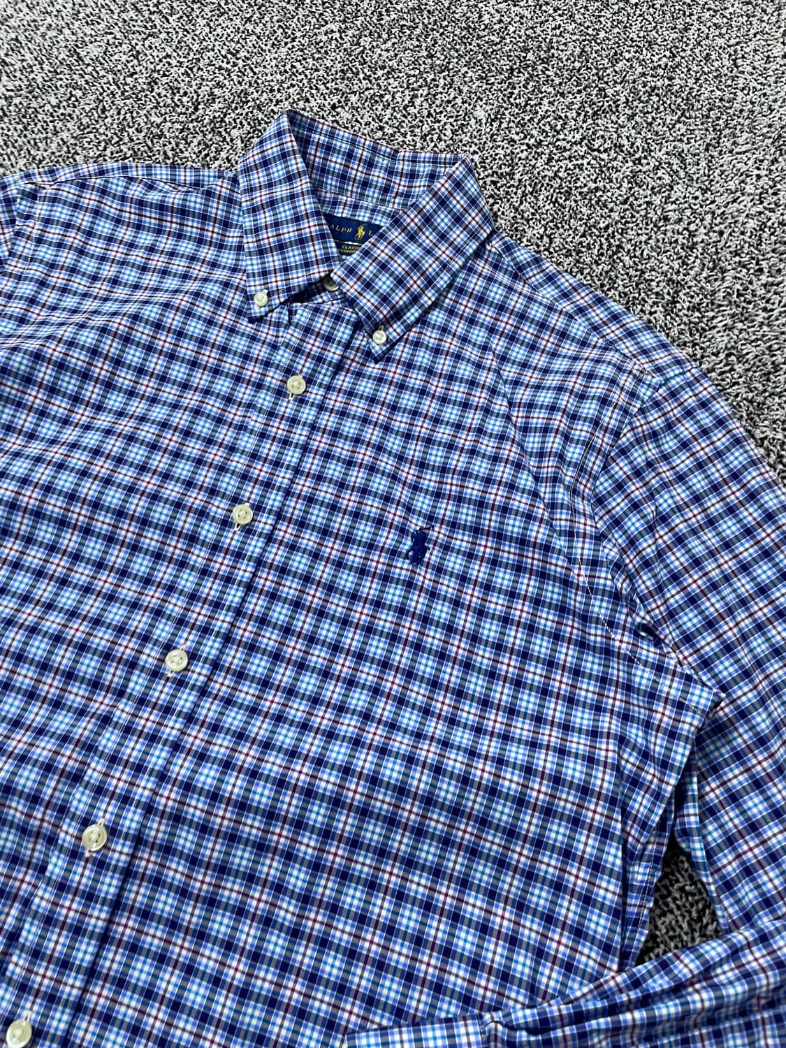 빈티지9. 폴로랄프로렌 폴로셔츠 체크셔츠 블루 클래식핏 퍼포먼스 상품이미지2