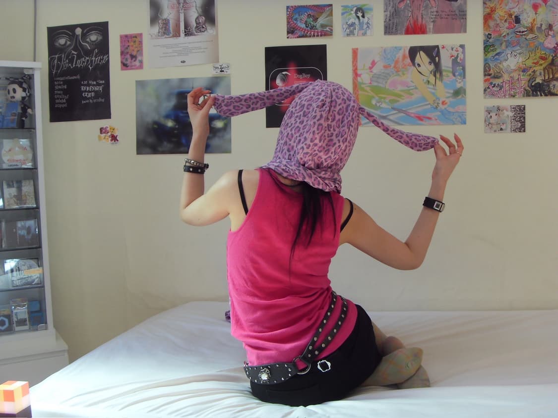 Bunny hoodie scarf (pink) 상품이미지3