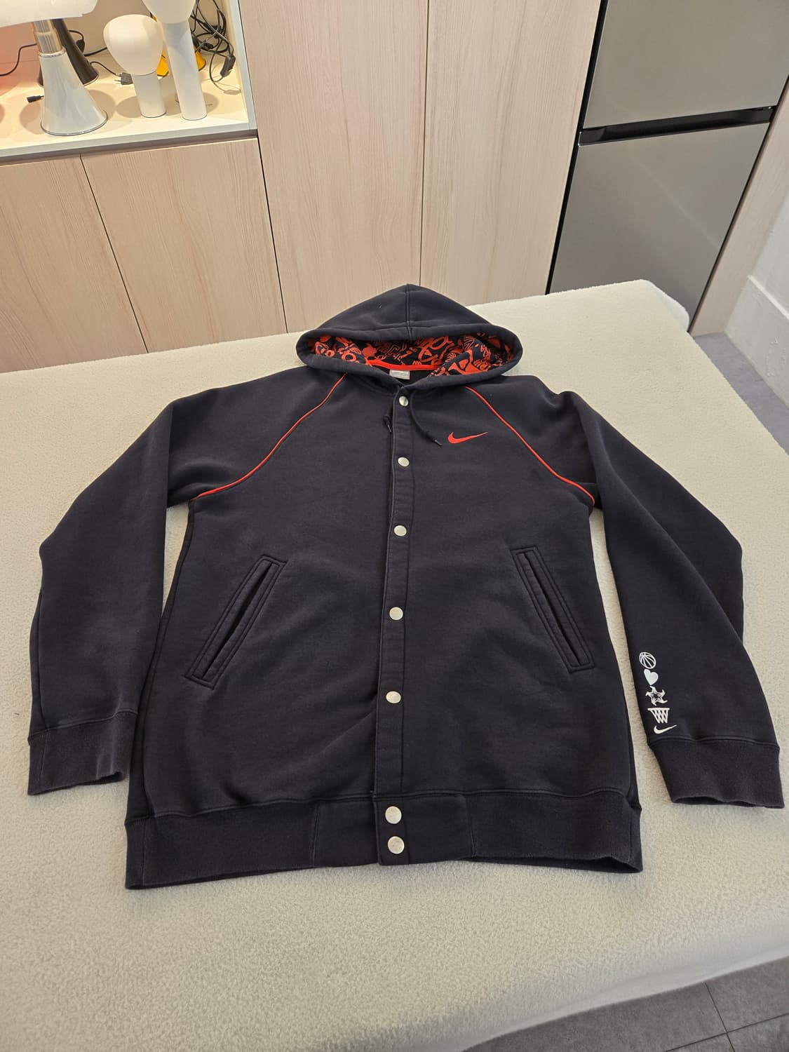 나이키 후드 버튼 블랙 바시티자켓 M (크게나옴 L/XL추천) 상품이미지2
