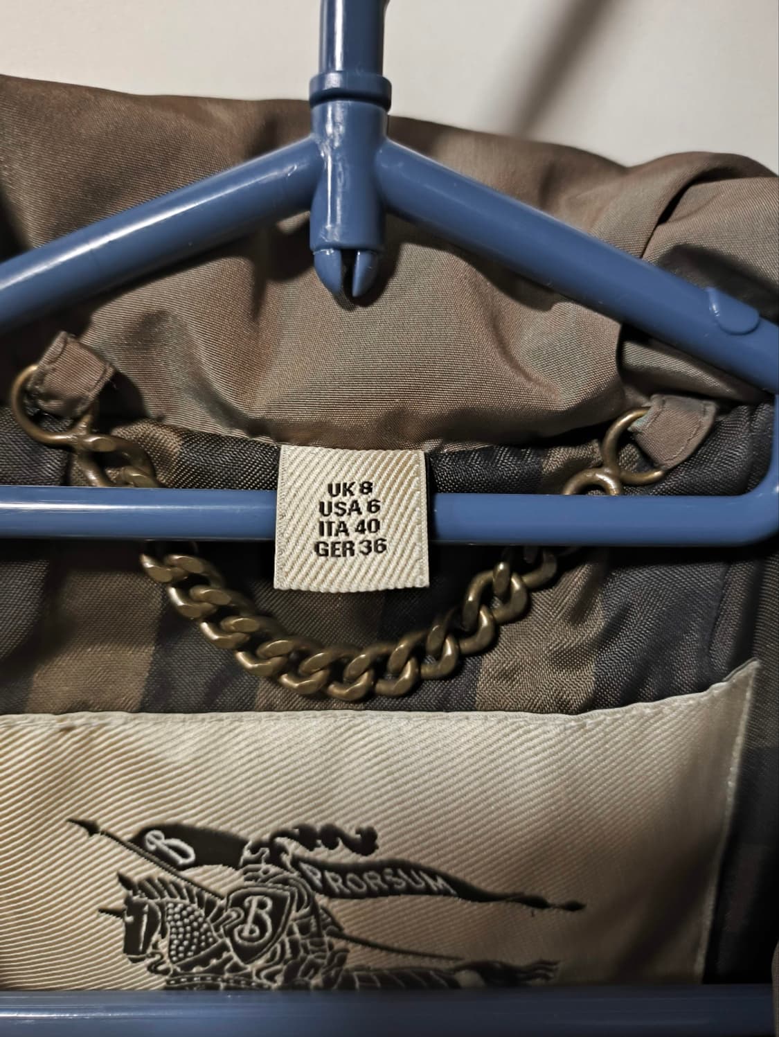 55~66 버버리 벨티드 하이넥 사파리 자켓 코트 카키 상품이미지4