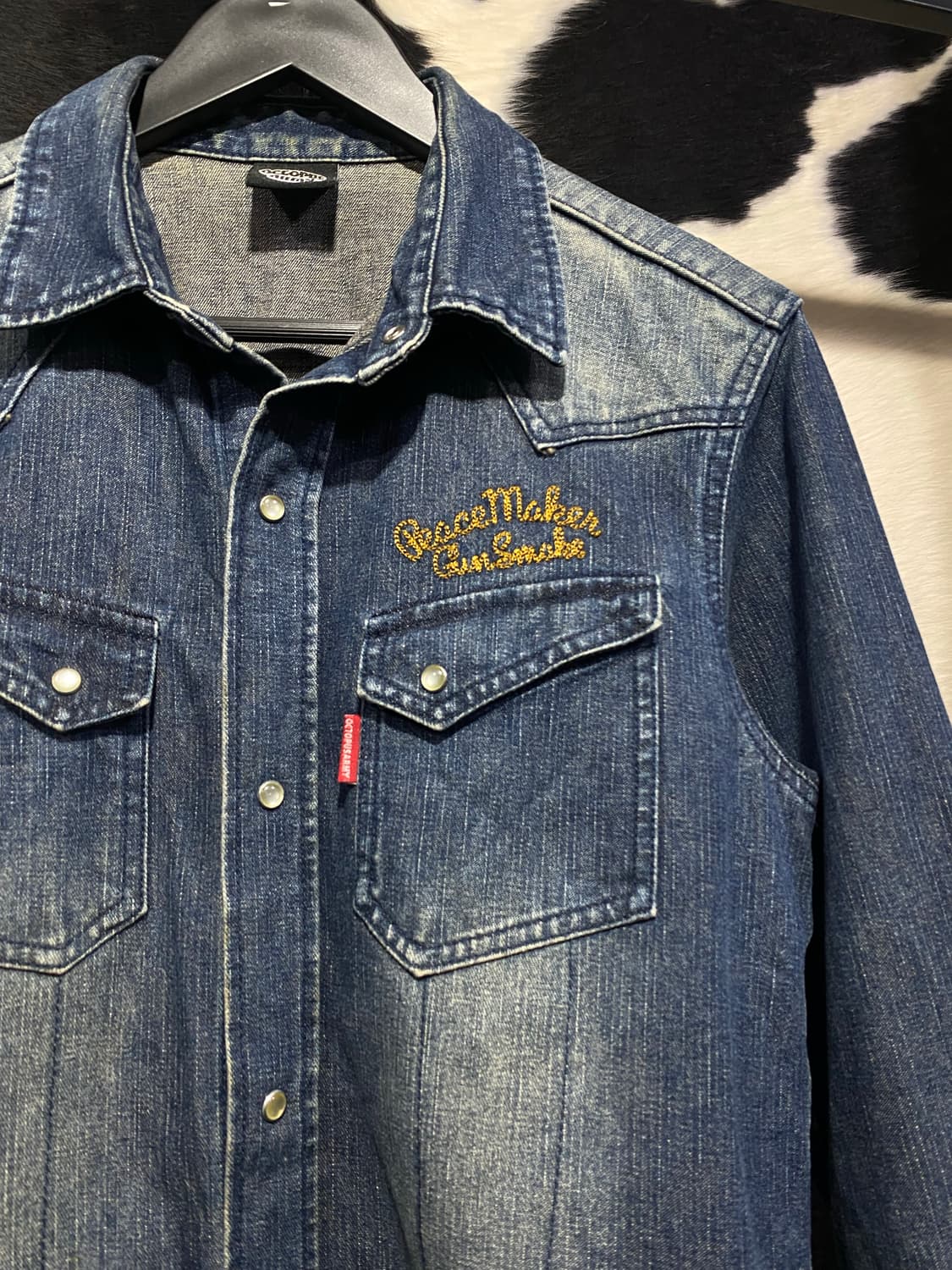 Japanese vtg 자수 디테일 워싱 웨스턴 데님셔츠 상품이미지3