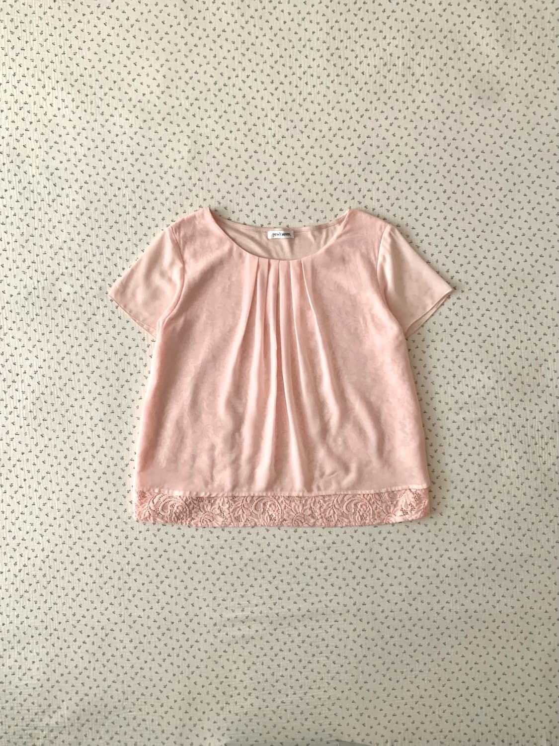 연핑크 레이스 레이어드 핀턱 블라우스 상품이미지1