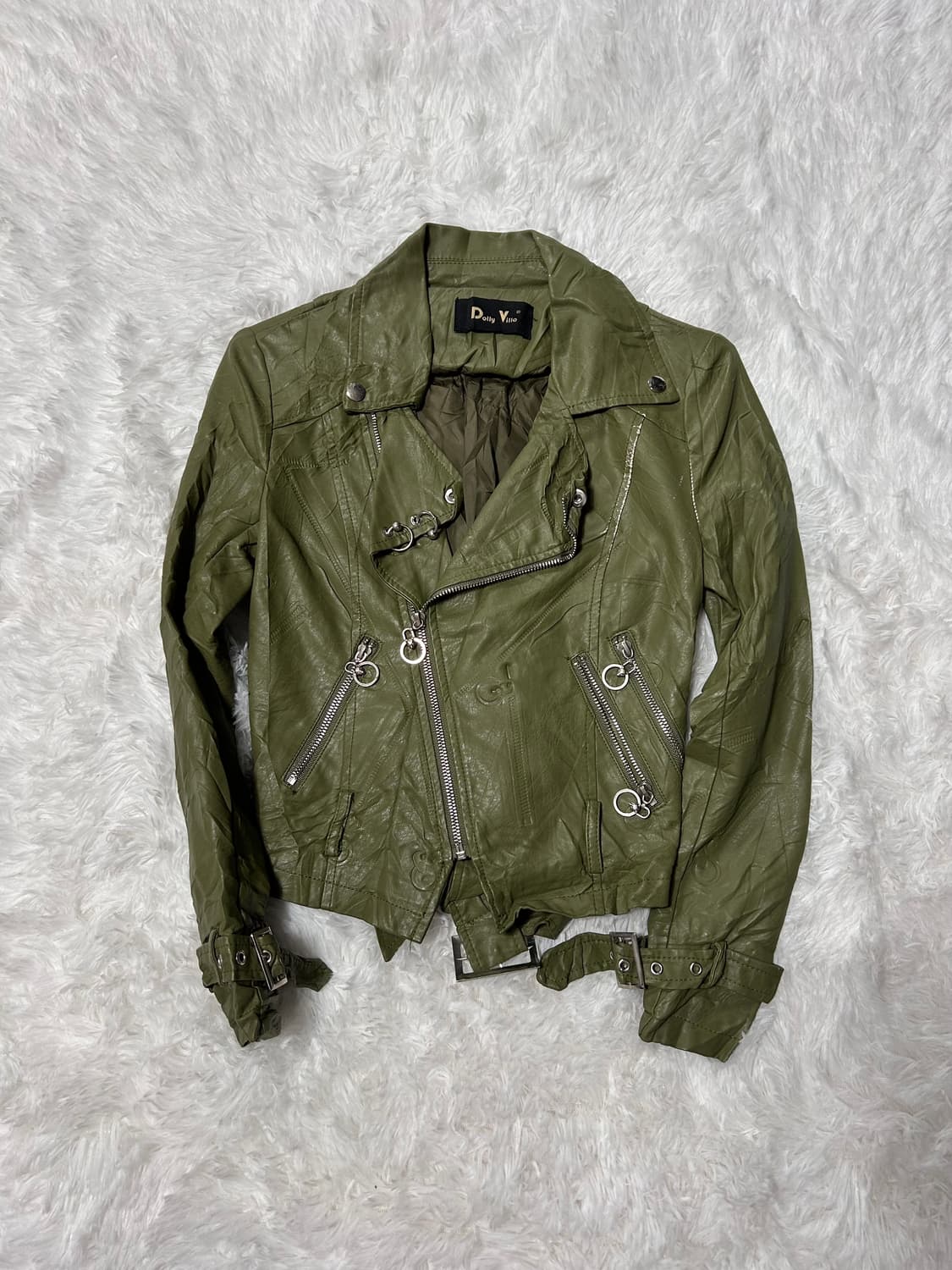 crumpled zipper detailed rider jacket 상품이미지1