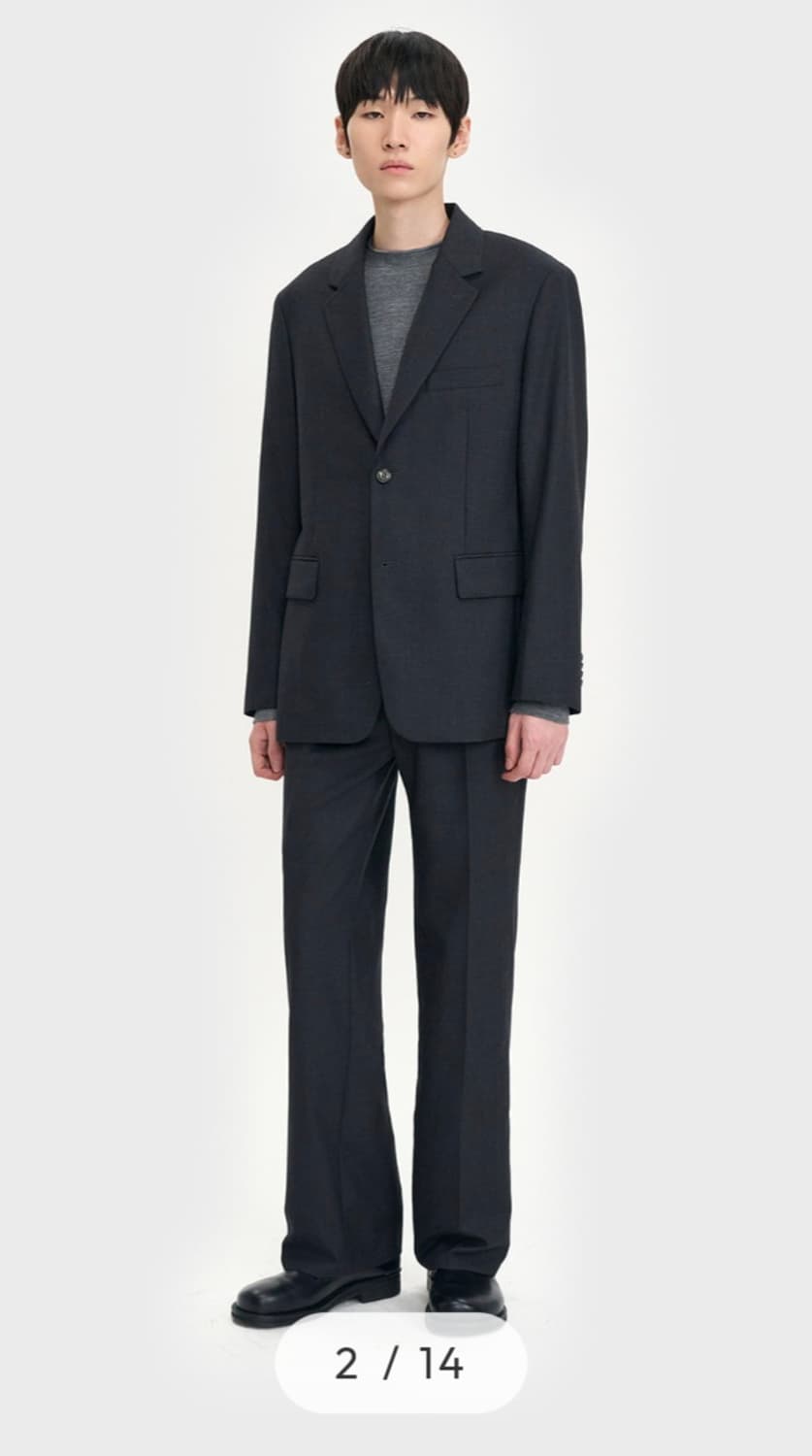 95,32)벨리에 차콜그레이 레귤러 스트레이트 자켓+팬츠2개(택째새제품) 상품이미지1