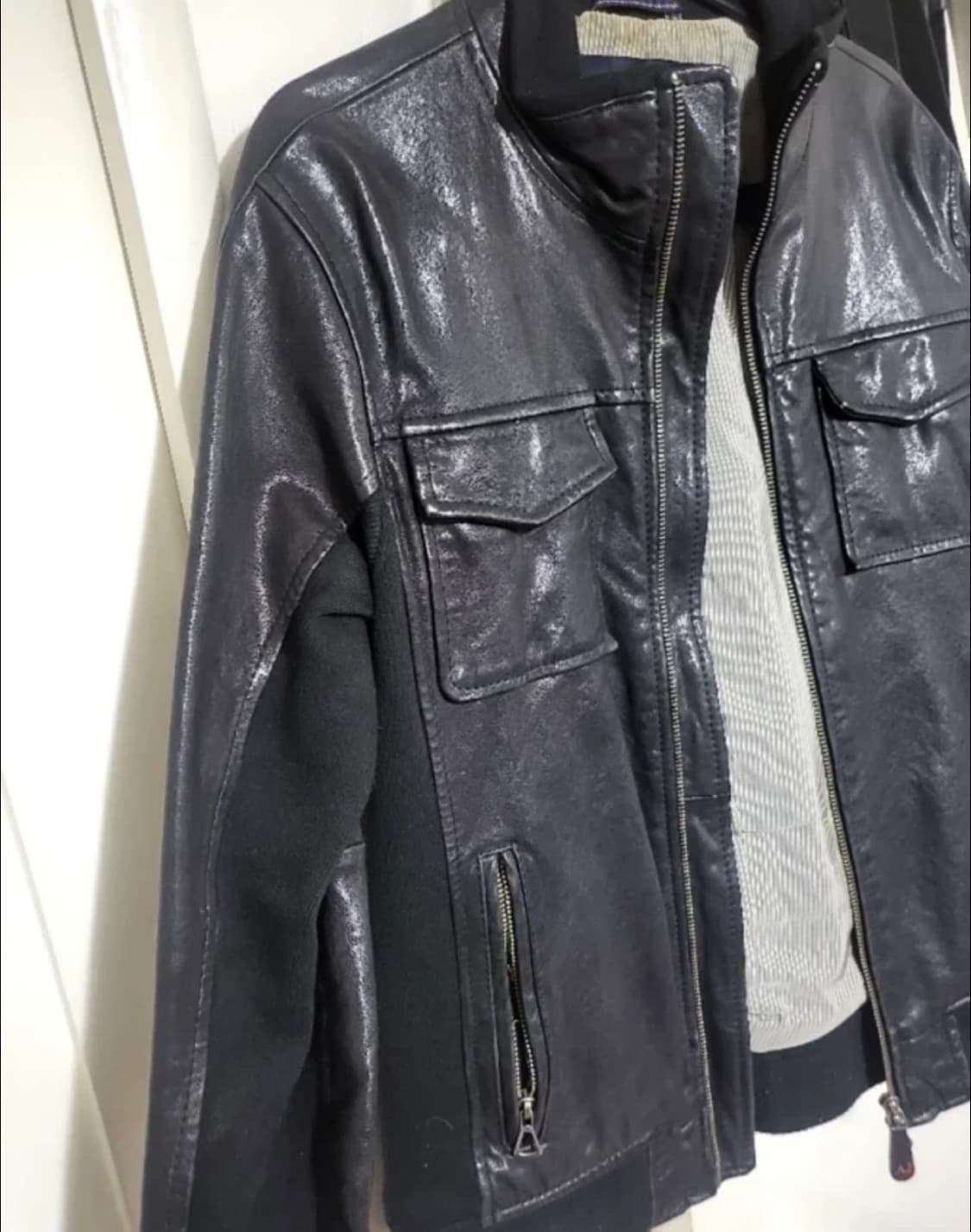 아르마니 진 블랙 가죽 자켓95 상품이미지4