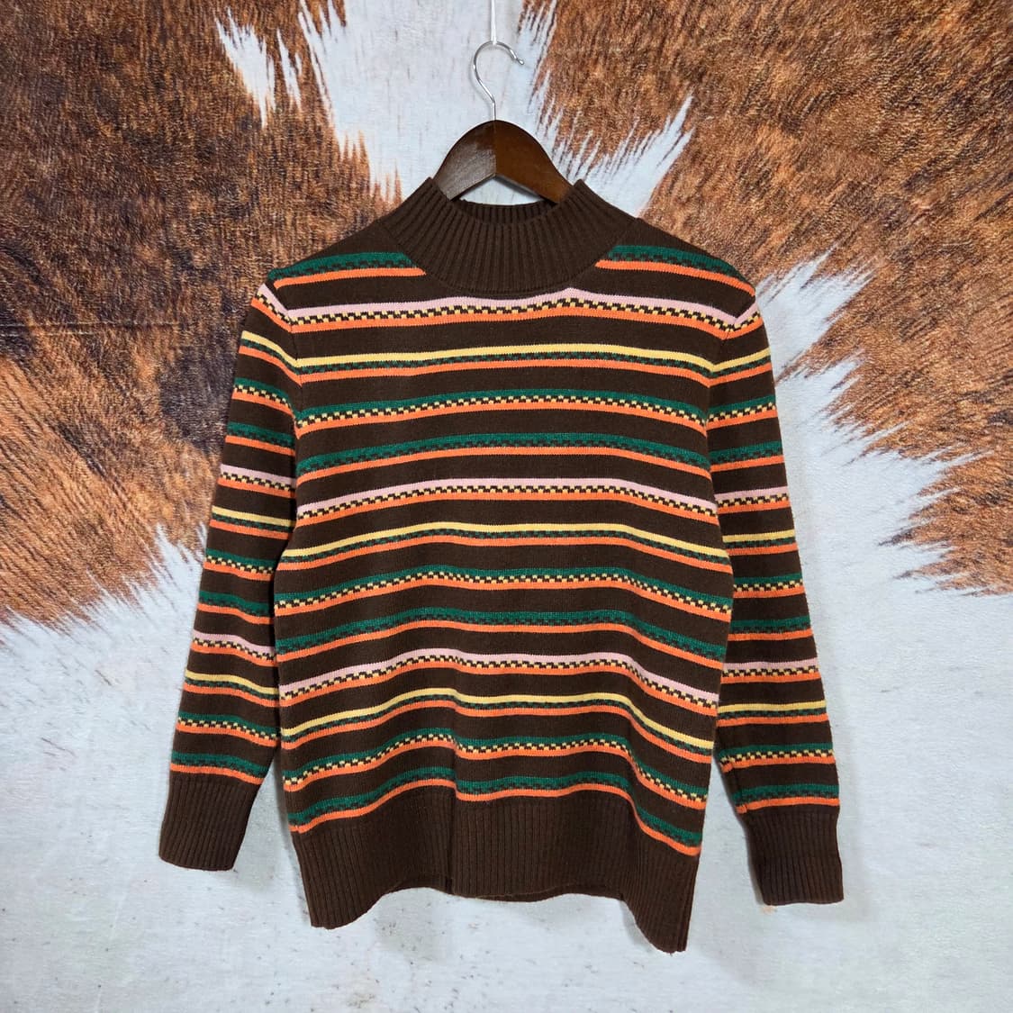 빈티지 브라운 오렌지 노르딕 패턴 니트 상품이미지1