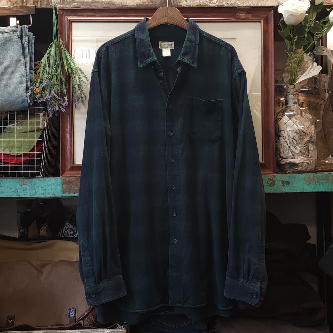 90s 엘엘빈 체크셔츠 플란넬 셔츠 헤비코튼 빅셔츠 블랙와치 빅 xxl 상품이미지1