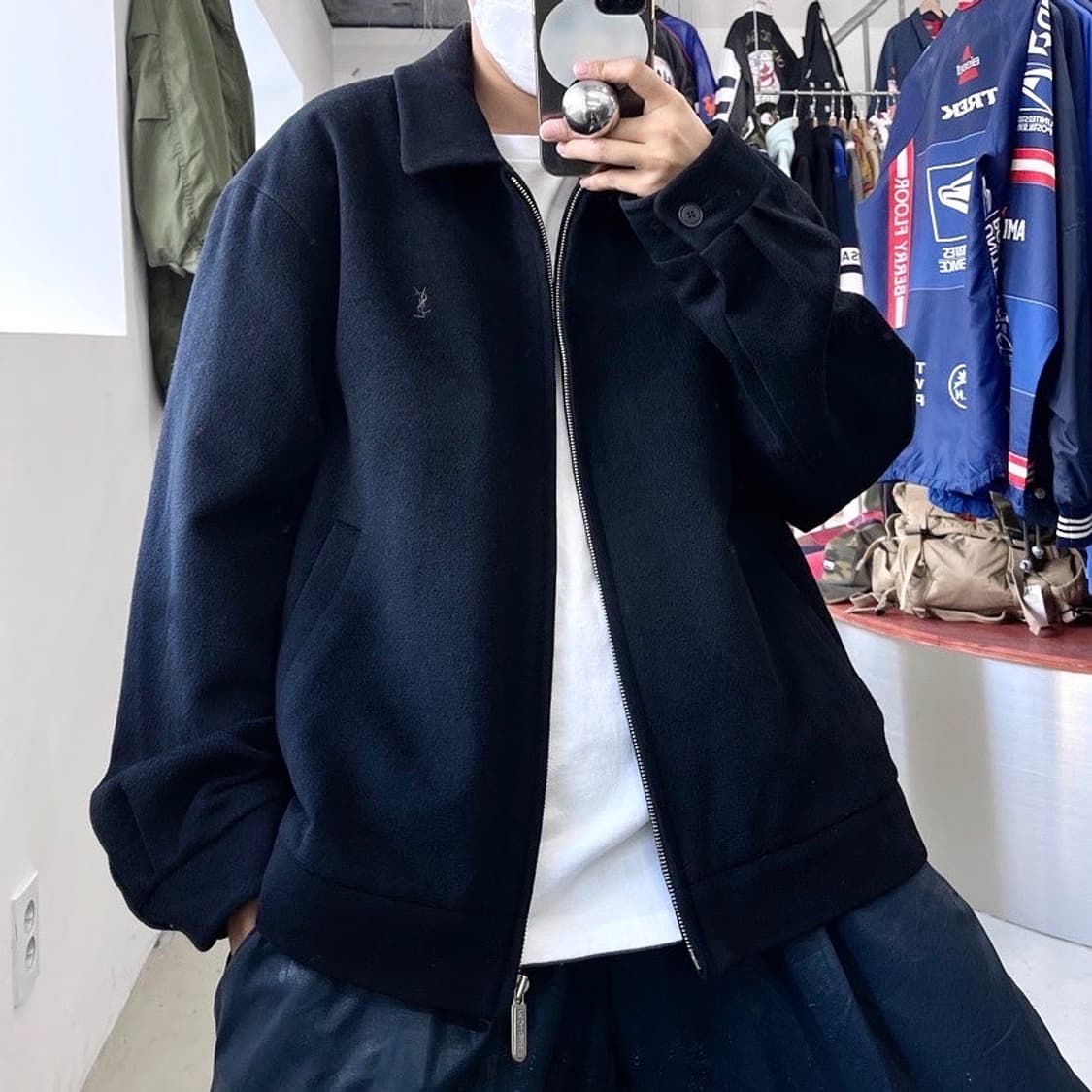 YSL (이브생로랑) 미니멀 블랙 캐시미어 울 자켓 상품이미지1
