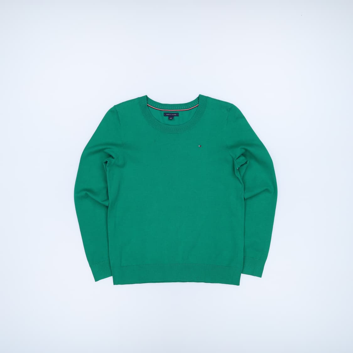 M 타미힐피거 라운드 코튼 얇은 니트 그린 4176 상품이미지1