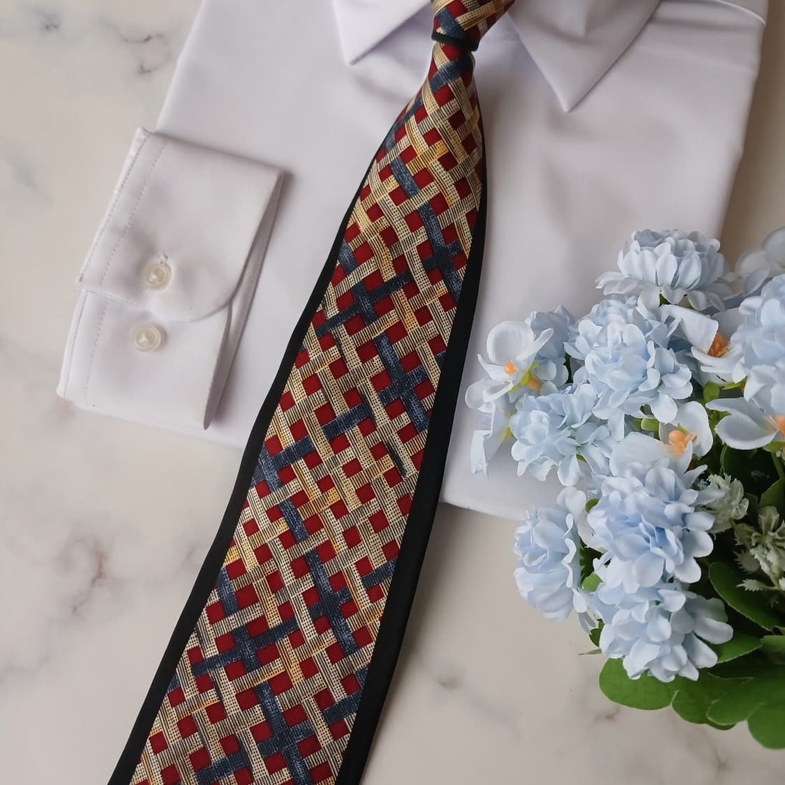 발망 실크 레드 기하 패턴 넥타이 9.6cm A+~A등급 A19306
 상품이미지7