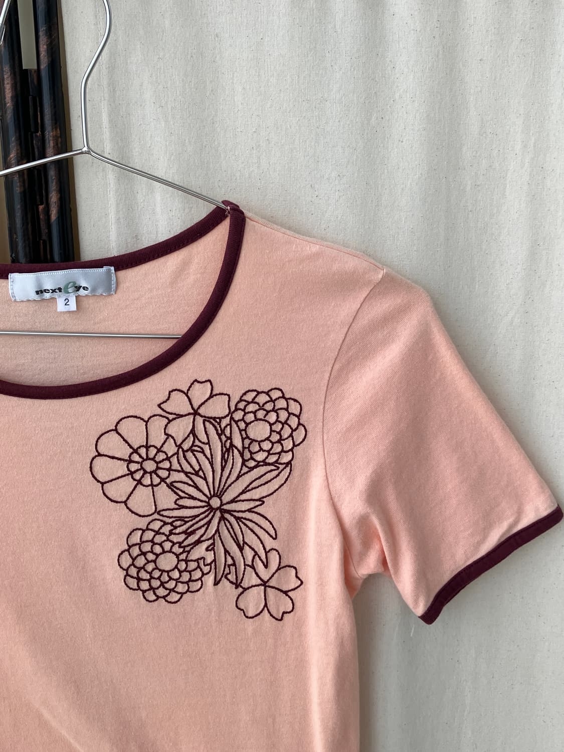 pastel flower embroidery ringer t-shirt 상품이미지2