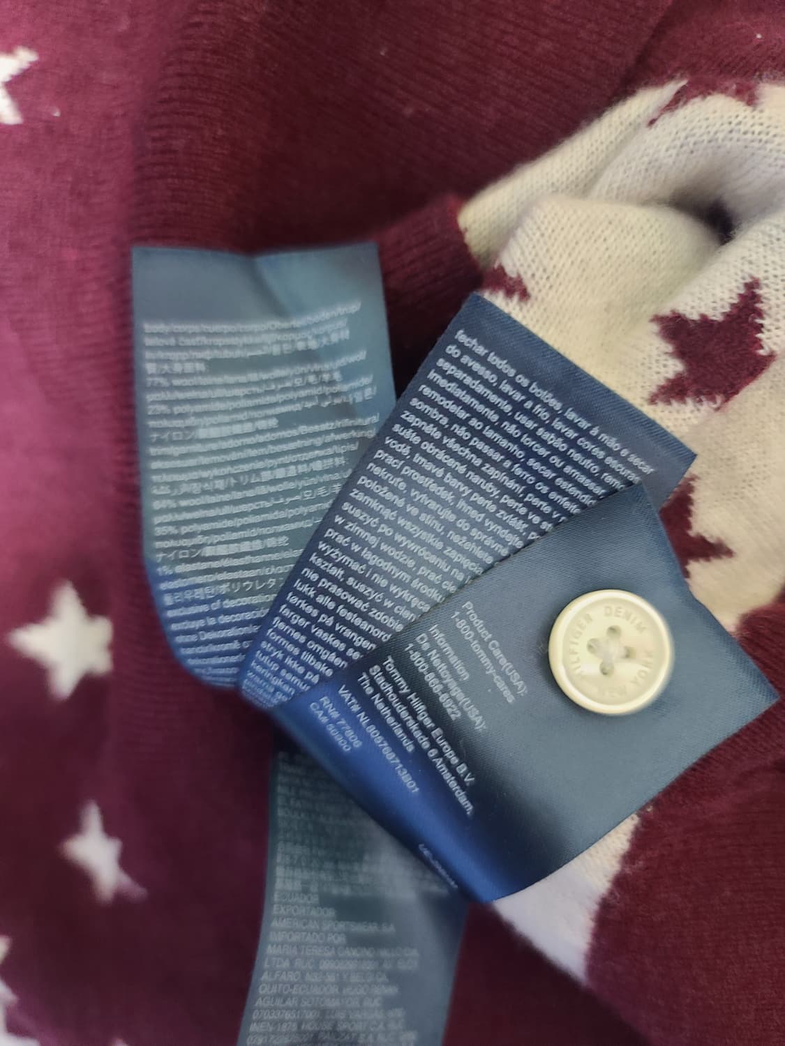 타미힐피거데님 별패턴 버건디 가디건 상품이미지7