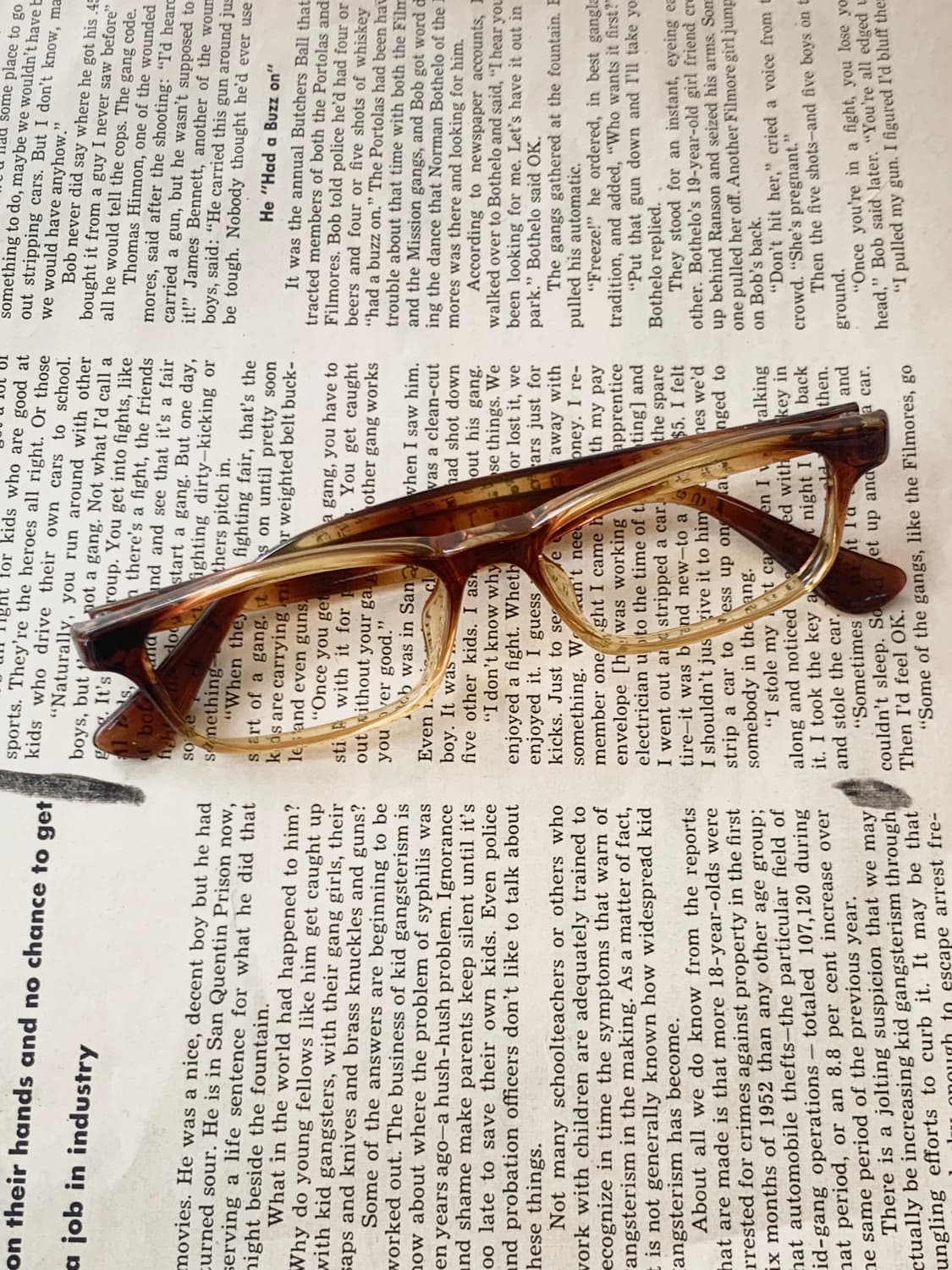 [픽키-615] 투톤 브라운 스퀘어 뿔테 안경 데드스탁 빈티지 상품이미지2