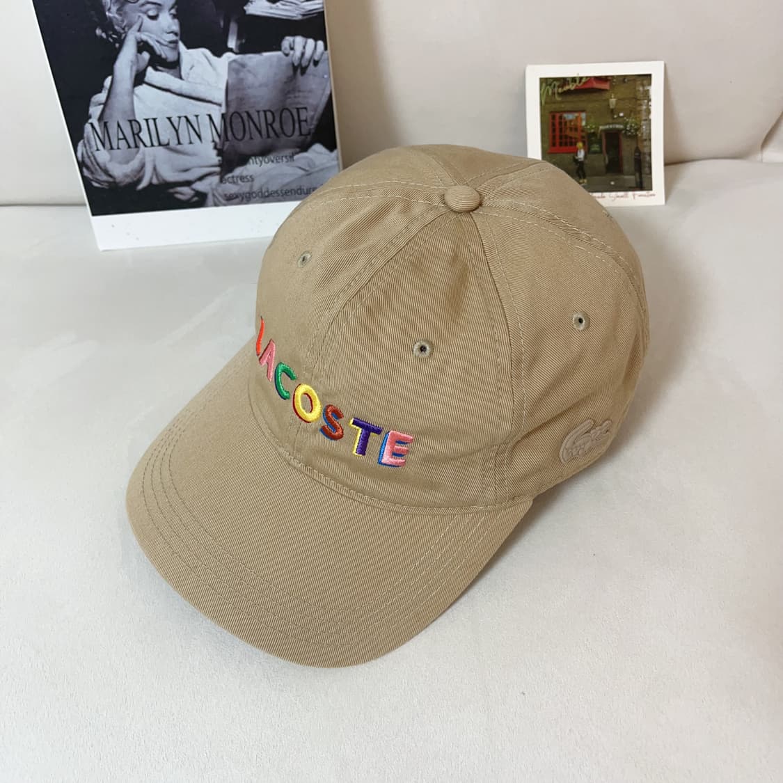 [정품] 라코스테 베이지 멀티컬러 로고 모자 상품이미지1