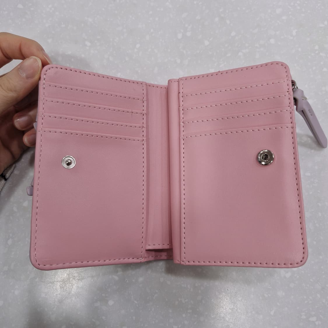 니코앤드 가죽 반지갑 리본 디테일 연보라 핑크 퍼플 상품이미지3