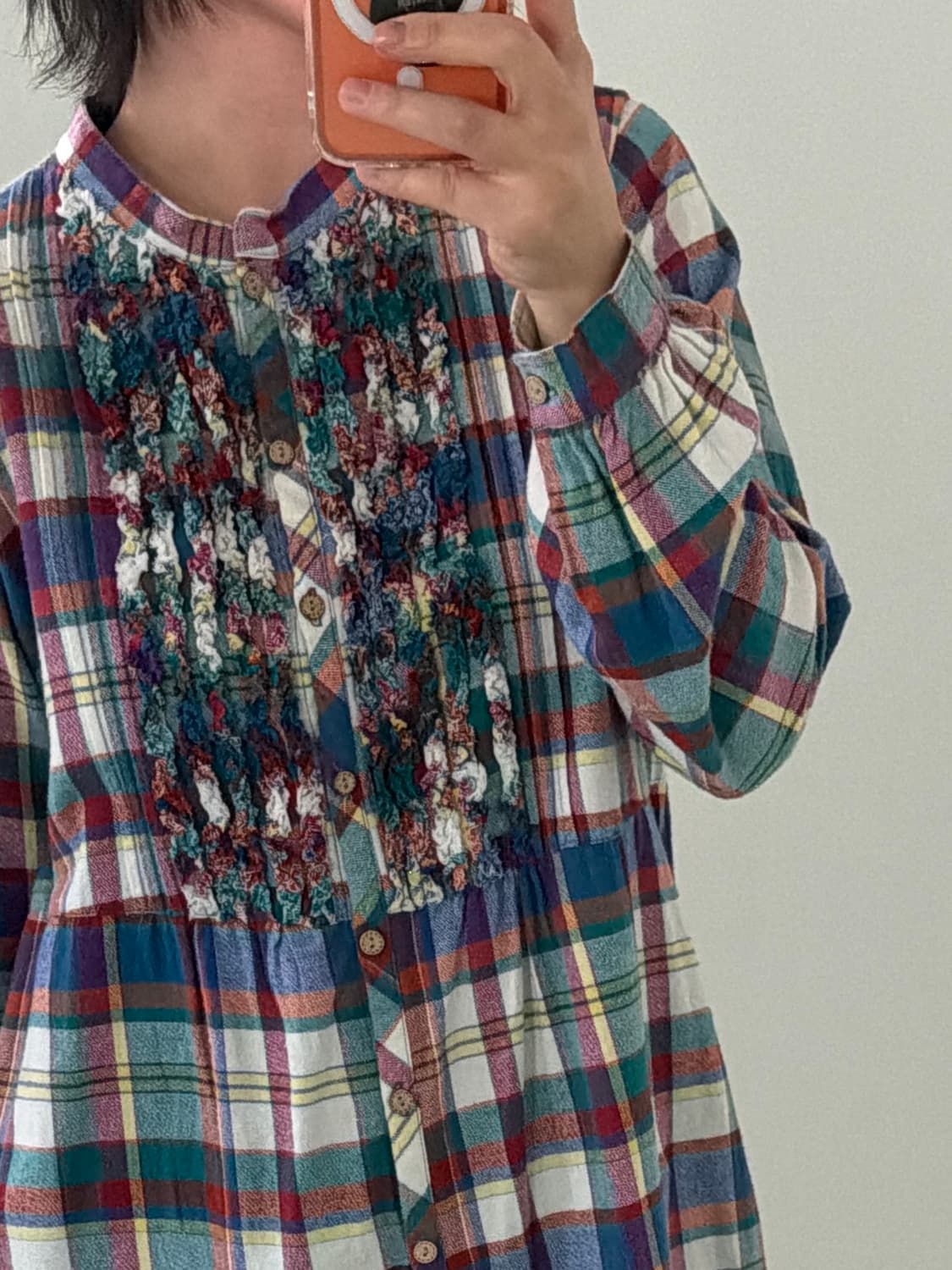 일본빈티지 하구미 체크 레이스 셔츠원피스 상품이미지2