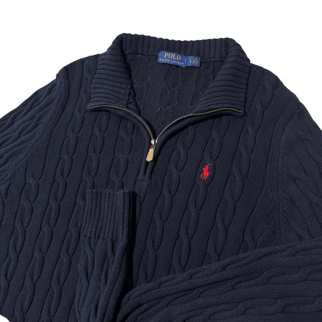 신형 폴로 랄프로렌 네이비 반집업 꽈배기 니트 상품이미지2
