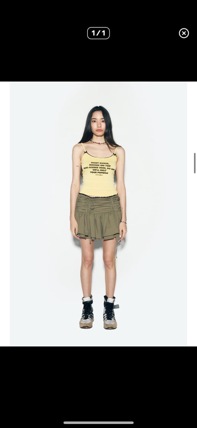 에즈이프캘리 셔링 레이스 스커트 카키 새상품 상품이미지1